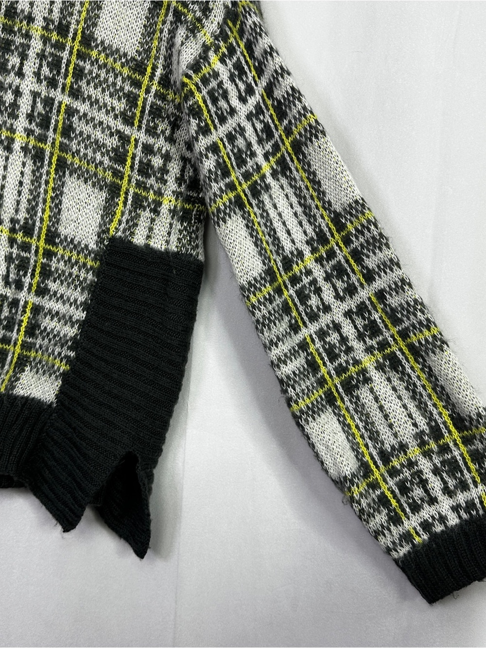 Nine West Plaid Sweater Womens Cropped Long Sleeve Preppy Yellow Medium Striped - Picture 3 of 10